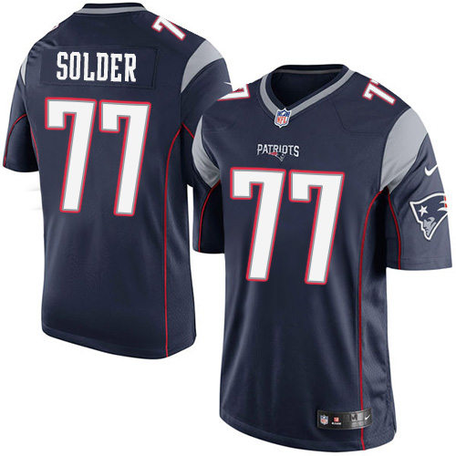 Men's Limited Nate Solder Nike Jersey Navy Blue Home - #77 NFL New England Patriots